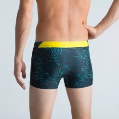 Boxer De Bain Natation Homme - Boxer 100 Full - Noir Jaune -Pas Cher Nautisport Magasin boxer de bain natation homme boxer 100 full noir jaune 2