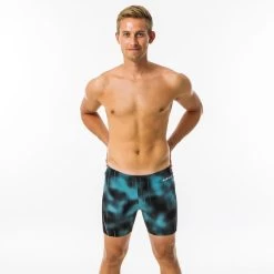 Boxer De Bain Natation Homme - Long - Turquoise / Noir / Orange -Pas Cher Nautisport Magasin boxer de bain natation homme long turquoise noir orange 2