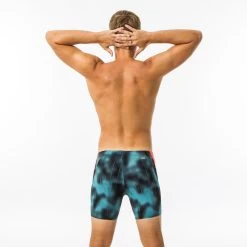 Boxer De Bain Natation Homme - Long - Turquoise / Noir / Orange -Pas Cher Nautisport Magasin boxer de bain natation homme long turquoise noir orange 4