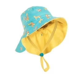 Chapeau Anti UV Bébé Réversible Jaune Et Bleu Imprimé SAVANE -Pas Cher Nautisport Magasin chapeau anti uv bebe reversible jaune et bleu imprime savane 5