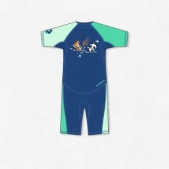 Combinaison Anti UV Bébé Kloupi Bleu Et Vert Imprimé PANDA -Pas Cher Nautisport Magasin combinaison anti uv bebe kloupi bleu et vert imprime panda 2