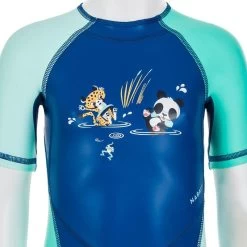 Combinaison Anti UV Bébé Kloupi Bleu Et Vert Imprimé PANDA -Pas Cher Nautisport Magasin combinaison anti uv bebe kloupi bleu et vert imprime panda 4