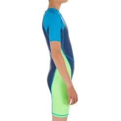 COMBINAISON DE NATATION GARÇON - SHORTY 100 KLOUPI - BLEU / VERT -Pas Cher Nautisport Magasin combinaison de natation garcon shorty 100 kloupi bleu vert 3
