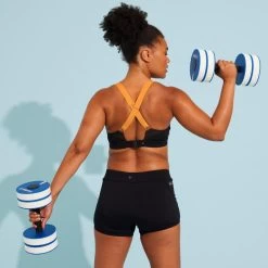 Haut De Maillot De Bain Aquagym-aquabike Femme Elea Noir Ocre -Pas Cher Nautisport Magasin haut de maillot de bain aquagym aquabike femme elea noir ocre 2