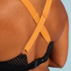Haut De Maillot De Bain Aquagym-aquabike Femme Elea Noir Ocre -Pas Cher Nautisport Magasin haut de maillot de bain aquagym aquabike femme elea noir ocre 4