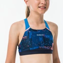 Haut De Maillot De Bain De Natation Fille Kamyleon Map Bleu