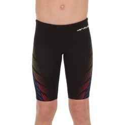JAMMER DE NATATION GARÇON - FIRST - NOIR DOTS JAUNE ORANGE -Pas Cher Nautisport Magasin jammer de natation garcon first noir dots jaune orange 2