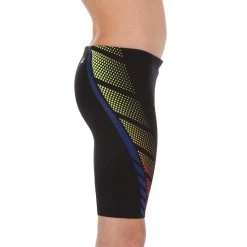 JAMMER DE NATATION GARÇON - FIRST - NOIR DOTS JAUNE ORANGE -Pas Cher Nautisport Magasin jammer de natation garcon first noir dots jaune orange 4