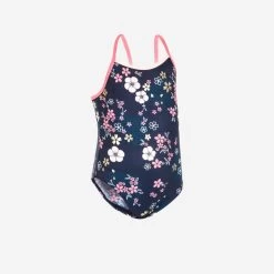 Maillot De Bain Bébé Fille Une Pièce Bleu Foncé Avec Imprimé Fleurs