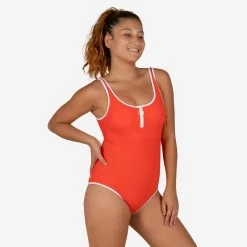 Maillot De Bain De Natation 1 Pièce Femme Heva Joy Zip Rouge