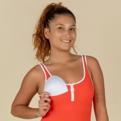 Maillot De Bain De Natation 1 Pièce Femme Heva Joy Zip Rouge -Pas Cher Nautisport Magasin maillot de bain de natation 1 piece femme heva joy zip rouge 3
