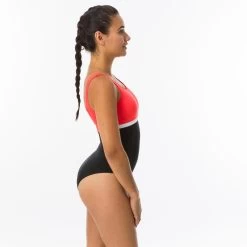 Maillot De Bain De Natation 1 Pièce Femme Heva Li Noir Corail -Pas Cher Nautisport Magasin maillot de bain de natation 1 piece femme heva li noir corail 3