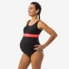 Maillot De Bain De Natation Grossesse 1 Pièce Romane Noir Corail