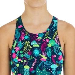 Maillot De Bain Une Pièce De Natation Fille Kamiye Print Alg Bleu / Rose -Pas Cher Nautisport Magasin maillot de bain une piece de natation fille kamiye print alg bleu rose 4