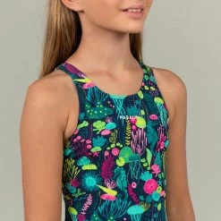 Maillot De Bain Une Pièce De Natation Fille Kamiye Print Alg Bleu / Rose -Pas Cher Nautisport Magasin maillot de bain une piece de natation fille kamiye print alg bleu rose 8