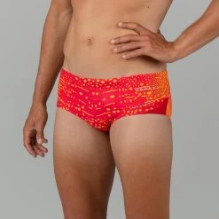 MAILLOT NATATION HOMME SLIP BANDEAU 900 BALEO ROUGE ORANGE -Pas Cher Nautisport Magasin maillot natation homme slip bandeau 900 baleo rouge orange 2