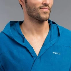 Peignoir De Bain Homme Microfibre Compact Bleu Indigo -Pas Cher Nautisport Magasin peignoir de bain homme microfibre compact bleu indigo 4