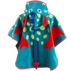 Poncho Bébé Avec Capuche Bleu Vert Imprimé DRAGON -Pas Cher Nautisport Magasin poncho bebe avec capuche bleu vert imprime dragon 5