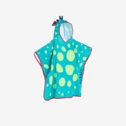 Poncho De Bain Coton Bébé - Dragon Bleu-Vert