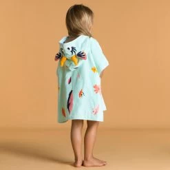 Poncho De Bain Coton Bébé - Gazelle Vert Menthe -Pas Cher Nautisport Magasin poncho de bain coton bebe gazelle vert menthe 2