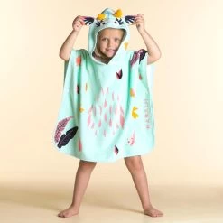 Poncho De Bain Coton Bébé - Gazelle Vert Menthe -Pas Cher Nautisport Magasin poncho de bain coton bebe gazelle vert menthe 3