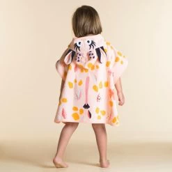 Poncho De Bain Coton Bébé - Girafe Blanc Rose -Pas Cher Nautisport Magasin poncho de bain coton bebe girafe blanc rose 3