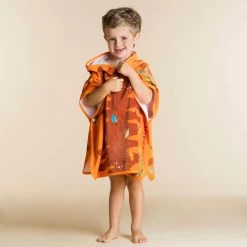 Poncho De Bain Coton Bébé - Tigre Orange-Marron -Pas Cher Nautisport Magasin poncho de bain coton bebe tigre orange marron 2