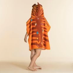 Poncho De Bain Coton Bébé - Tigre Orange-Marron -Pas Cher Nautisport Magasin poncho de bain coton bebe tigre orange marron 3