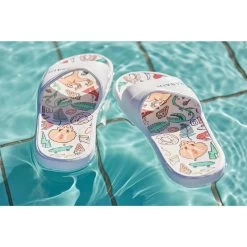 Sandale Claquette Piscine Enfant SLAP 500 PRINT Dino Blanc -Pas Cher Nautisport Magasin sandale claquette piscine enfant slap 500 print dino blanc 3