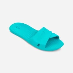 Sandale Claquette Piscine Femme SLAP 100 BASIC Bleu Mer -Pas Cher Nautisport Magasin sandales de piscine femme slap 100 basic bleu fonce 3