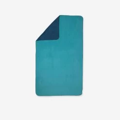 Serviette Microfibre Double Face Bleu/Vert Ultra Compacte Taille XL 110 X 175 Cm
