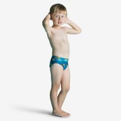 Slip De Bain Bébé / Enfant Bleu Imprimé Tigre -Pas Cher Nautisport Magasin slip de bain bebe enfant bleu imprime tigre 3
