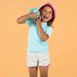 T-shirt Anti UV Bébé Manches Courtes Bleu Clair -Pas Cher Nautisport Magasin t shirt anti uv bebe manches courtes bleu clair 4