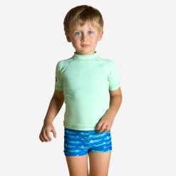 T-shirt Anti UV Bébé Manches Courtes Vert Clair -Pas Cher Nautisport Magasin t shirt anti uv bebe manches courtes vert clair 2