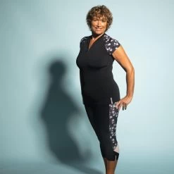 Tee Shirt Manches Courtes Aquagym-aquabike Femme Anna Sisi Noir -Pas Cher Nautisport Magasin tee shirt manches courtes aquagym aquabike femme anna sisi noir 3