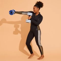 Tee Shirt Zippé Manches Longes Femme Aquagym Aquabike LIA KAKI -Pas Cher Nautisport Magasin tee shirt zippe manches longes femme aquagym aquabike lia kaki 3