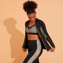 Tee Shirt Zippé Manches Longes Femme Aquagym Aquabike LIA KAKI -Pas Cher Nautisport Magasin tee shirt zippe manches longes femme aquagym aquabike lia kaki 4