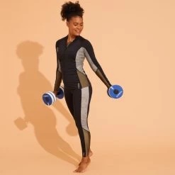 Tee Shirt Zippé Manches Longes Femme Aquagym Aquabike LIA KAKI -Pas Cher Nautisport Magasin tee shirt zippe manches longes femme aquagym aquabike lia kaki 5