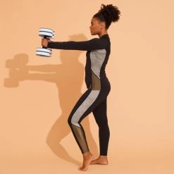 Tee Shirt Zippé Manches Longes Femme Aquagym Aquabike LIA KAKI -Pas Cher Nautisport Magasin tee shirt zippe manches longes femme aquagym aquabike lia kaki 6