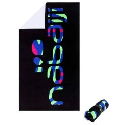 Une Serviette Coton Logo Grafic Noire Taille 90 X 160 Cm